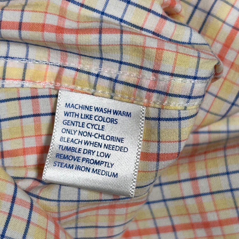 Southern Tide Button Down Shirt Mens Large Tattersall Check Orange Yellow Blue - Picture 14 of 14